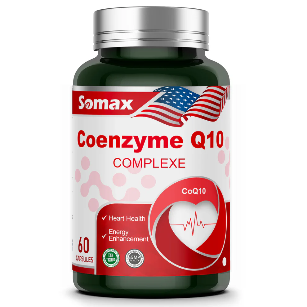 Somax CoQ10 product label - scientifically formulated softgels